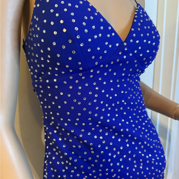 B. Darlin Blue Rhinestone Mini Dress • Strappy Back • Size S - Picture 6 of 11